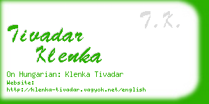 tivadar klenka business card